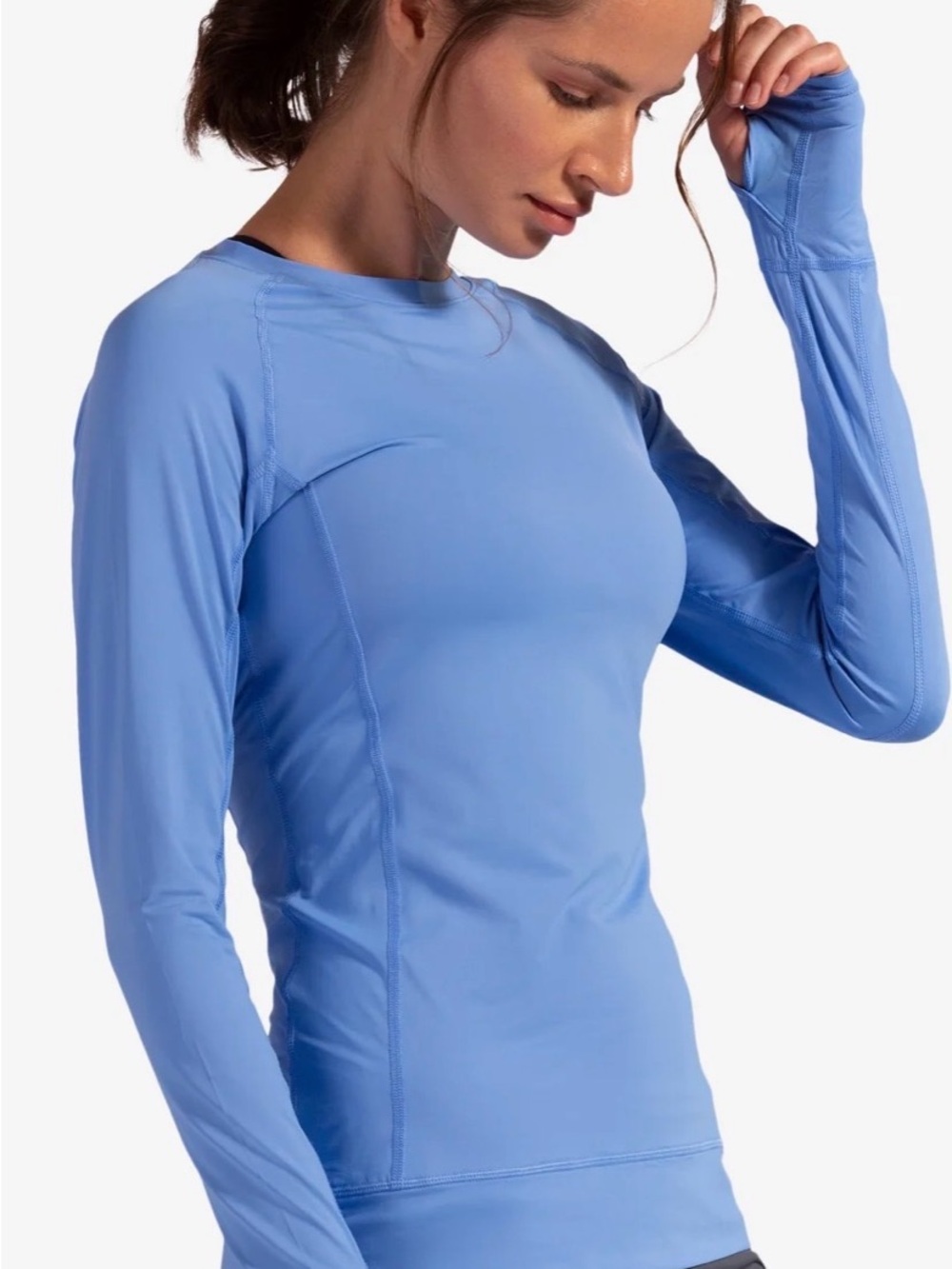 Women’s Long-Sleeve Performance Crew Neck Top - Light Blue spf sun shirt